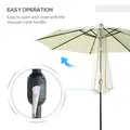 Outsunny 3(m) Tilting Parasol Garden Umbrellas, Outdoor Sun Shade with 8 Ribs, Tilt and Crank Handle for Balcony, Bench, Garden, Beige - 5