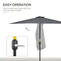 Outsunny 3(m) Half Parasol Semi Round Umbrella Patio Metal Frame Crank Handle for Balcony-- NO BASE INCLUDED, Grey - 5