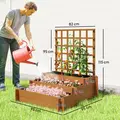 Outsunny 3 Tier Garden Planters with Trellis for Vine Climbing, Wooden Raised Beds, 95x95x110cm, Brown - 3