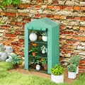 Outsunny 3 Tier Mini Greenhouse Portable Garden Grow House with Roll Up Door and Wire Shelves, 69 x 49 x 125 cm, Green - 8