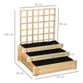 Outsunny 3 Tier Garden Planters with Trellis for Vine Climbing, Wooden Raised Beds, 95x95x110cm, Natural Tone - 3