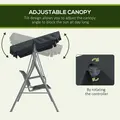 Outsunny 3 Seater Swing Chair, Garden Swing Bench with Adjustable Tilting Canopy, Breathable Mesh Seat and Heavy Duty Metal Frame for Patio, Garden, Dark Grey - 4