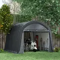 Outsunny 3 x 3(m) Garden Storage Tent, Heavy Duty Outdoor Shed, Waterproof Portable Shed Storage Shelter with Galvanised Steel Frame for Bike, Motorcycle, Garden Tools, Grey - 2
