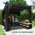 Outsunny 3 x 3 m Retractable Roof Pergola, with Curtains - Dark Grey - 6