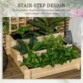 Outsunny 3 Tier Garden Planters with Trellis for Vine Climbing, Wooden Raised Beds, 95x95x110cm, Natural Tone - 5