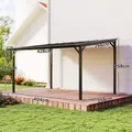 Outsunny 3 x 4.3m Metal Pergola with UPF 50+ and Waterproof Polycarbonate Roof, Wall-Mounted or Free Standing Garden Gazebo, Wind-resistant Outdoor Sun Shade, Dark Grey - 3