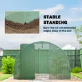 Outsunny 3 x 4 m Walk-in Polytunnel Greenhouse with Hinged Door and 8 Roll Up Mesh Windows, Garden Tunnel Warm House Tent, Green - 8