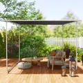 Outsunny 3 x 3(m) Mobile Pergola Kit, Portable Garden Gazebo with Wheels, Sandbags, Steel Frame, UV-Resistant - 8