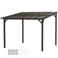 Outsunny 3 x 3(m) Metal Pergola with UPF 50+ and Waterproof Polycarbonate Roof, Wall-Mounted or Free Standing Garden Gazebo, Wind-resistant Outdoor Sun Shade, Dark Grey - 1