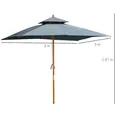 Outsunny 3 x 3 metre Patio Parasol Garden Umbrellas Sunshade Outdoor Wooden Parasol Canopy Double Tier, Dark Grey, BASE NOT INCLUDED - 3