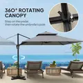 Outsunny 3 x 3(m) Cantilever Parasol with Aluminium Frame, Crank and Tilt, 360-Degree Rotation, Double Top Garden Umbrella with Cover (Only Cross Base), Light Grey - 4