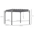 Outsunny 3 x 3(m) Outdoor Pergola with Retractable Roof, Aluminium Louvered Patio Gazebo Canopy for Lawn Garden Patio, Grey - 3