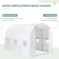 Outsunny 3 x 2 x 2m Polytunnel Greenhouse Replacement Cover ONLY Winter Garden Plant PE Cover for Tunnel Walk-in Greenhouse with Roll-up Windows Door Outdoor, White - 4