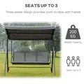 Outsunny 3 Seater Swing Chair, Garden Swing Bench with Canopy, Breathable Mesh Seat and Heavy Duty Steel Frame for Patio, Yard, Grey - 6