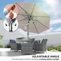 Outsunny 3(m) Tilting Parasol Garden Umbrellas, Outdoor Sun Shade with 8 Ribs, Tilt and Crank Handle for Balcony, Bench, Garden, Light Grey - 4
