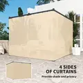 Outsunny 3 x 3m Retractable Roof Pergola, with Curtains - Khaki - 5