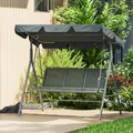 Outsunny 3 Seater Swing Chair, Garden Swing Bench with Adjustable Tilting Canopy, Breathable Mesh Seat and Heavy Duty Metal Frame for Patio, Garden, Dark Grey - 9