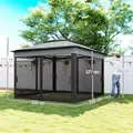 Outsunny 3 x 3(m) Pop Up Gazebo, Height Adjustable Instant Event Shelter with Netting and Carrying Bag, Grey - 3