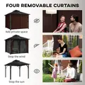 Outsunny 3 x 3(m) Hardtop Gazebo Canopy with 7mm Double Polycarbonate Roof, Garden Gazebo Permanent Pavilion with Mosquito Netting and Curtains for Patio, Deck, Brown - 8