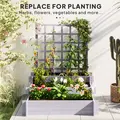 Outsunny 3 Tier Garden Planters with Trellis for Vine Climbing, Wooden Raised Beds, 95x95x110cm, Grey - 7