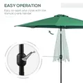 Outsunny 3(m) Tilting Parasol Garden Umbrellas, Outdoor Sun Shade with 8 Ribs, Tilt and Crank Handle for Balcony, Bench, Garden, Green - 5