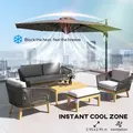 Outsunny 3(m) Cantilever Roma Parasol Patio Sun Umbrella with Crank & Tilt LED Solar Light Cross Base 360° Rotating Outdoor, Dark Grey - 7