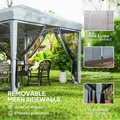 Outsunny 3 x 6m Pop Up Gazebo, Outdoor Canopy Shelter, Marquee Party Wedding Tent with 6 Mesh Walls and Carry Bag, Grey - 6