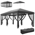 Outsunny 3 x 6m Pop Up Gazebo, Outdoor Canopy Shelter, Marquee Party Wedding Tent with 6 Mesh Walls and Carry Bag, Black - 1
