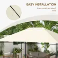 Outsunny 3 x 4m Gazebo Canopy Replacement Cover, Gazebo Roof Replacement (TOP COVER ONLY), Cream White - 6