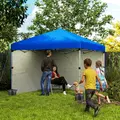 Outsunny 3 x 3 (M) Pop Up Gazebo, UPF 30+ with 2 Sidewalls, Leg Weight Bags and Wheeled Bag, Height Adjustable Party Tent Event Shelter for Garden, Patio, Blue - 2