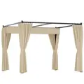 Outsunny 3 x 3m Retractable Roof Pergola, with Curtains - Khaki - 1