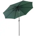 Outsunny 3(m) Tilting Parasol Garden Umbrellas, Outdoor Sun Shade with 8 Ribs, Tilt and Crank Handle for Balcony, Bench, Garden, Green - 1