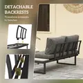 Outsunny 4 Seater L Shaped Aluminium Sectional Garden Furniture Set with 2 Loveseats and Wood-Plastic Coffee Table - Dark Grey - 5