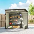 Outsunny 4 x 6ft Galvanised Metal Garden Shed, with Locking Door - Grey - 8