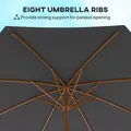 Outsunny 3m Wood Pole Parasol Umbrella - Grey - 7