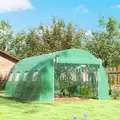 Outsunny 4 x 3 x 2m Polytunnel Greenhouse Replacement Cover ONLY Winter Garden Plant PE Cover for Tunnel Walk-in Greenhouse with Roll-up Windows Door Outdoor, Green - 7