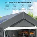 Outsunny 3.6 x 2.1m Portable Outdoor Shed, with Window - Dark Grey - 4