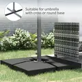 Outsunny 4 Pieces Fillable Parasol Base, Heavy Duty Umbrella Weights for Cross Stand, Square Holder for Cantilever Parasol, Total 120KG Sand/ 80L Water Filled (Metal Pole & Cross Stand NOT INCLUDED) - 6
