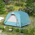 Outsunny 3-4 Person Camping Tent, Easy Set Up Waterproof Dome Tent with Sewn-in Groundsheet, Mesh Windows, Pocket and Hook for Camping, Hiking, Backpacking, Navy Blue and Light Blue - 9