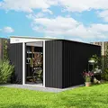 Outsunny 3.3 x 2.68m Corrugated Metal Shed - Black - 2