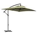 Outsunny 3m Square Canopy Cantilever Parasol, with Cross Base - Beige - 1