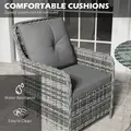 Outsunny 4 Seater Rattan Dining Set with Parasol & Cushions - Mixed Grey - 5