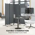 Outsunny 4 Panel Folding Room Divider, 1.7m Privacy Screen with Wide Feet, Portable Freestanding Metal Partition Separator for Office, Living Room, Bedroom, Dining Room, Dark Grey - 5