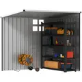 Outsunny 4 x 6ft Garden Metal Shed, Outdoor Storage Shed with Window, 2 Vents and Lockable Door for Garden, Patio, Dark Grey - 8