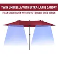 Outsunny 4.6m Double-Sided Patio Parasol Sun Umbrella-Wine Red - 6