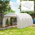 Outsunny 4 x 3 x 2m Polytunnel Greenhouse Replacement Cover ONLY Winter Garden Plant PE Cover for Tunnel Walk-in Greenhouse with Roll-up Windows Door Outdoor, White - 2