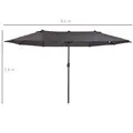 Outsunny 4.6m Garden Parasol Double-Sided Sun Umbrella Patio Market Shelter Canopy Shade Outdoor Grey - 3