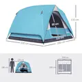 Outsunny 3-4 Person Camping Tent, Easy Set Up Waterproof Dome Tent with Sewn-in Groundsheet, Mesh Windows, Pocket and Hook for Camping, Hiking, Backpacking, Navy Blue and Light Blue - 3