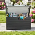 Outsunny 311L Galvanised Steel Garden Storage Box - Dark Grey - 7