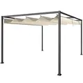 Outsunny 3x2m Metal Pergola with Retractable Roof, Garden Gazebo Canopy Shelter for Outdoor, Patio, Cream White - 1